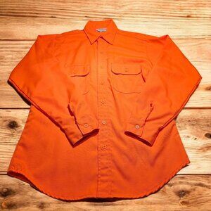 VTG 80s Five Brother Flannel Shirt Men's M  Blaze Orange Safety Hunting Work USA